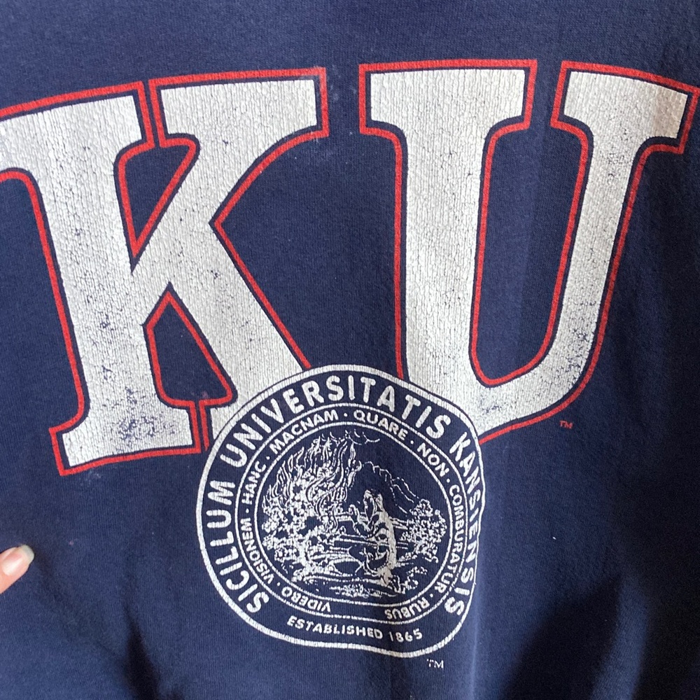 Vintage KU Champion Dark Blue Crewneck Sweater - Picture 4 of 4